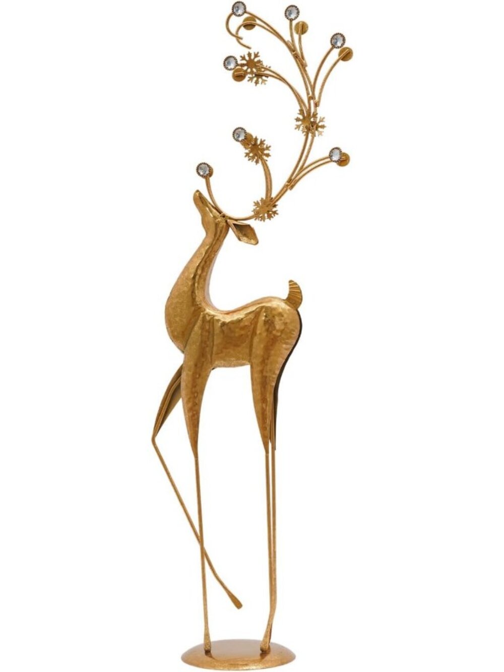 Vintage Golden Deer Statue - Sparkling Antler Sculpture, 44.5" Metal Home Decor